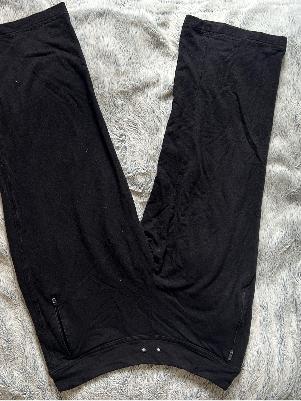 Green Tea Black Cropped Yoga Leggings with Zipper Pockets Size Large